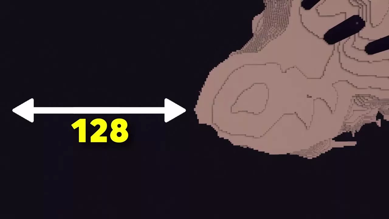 128블록 거리를 안내하는 화면 그래픽