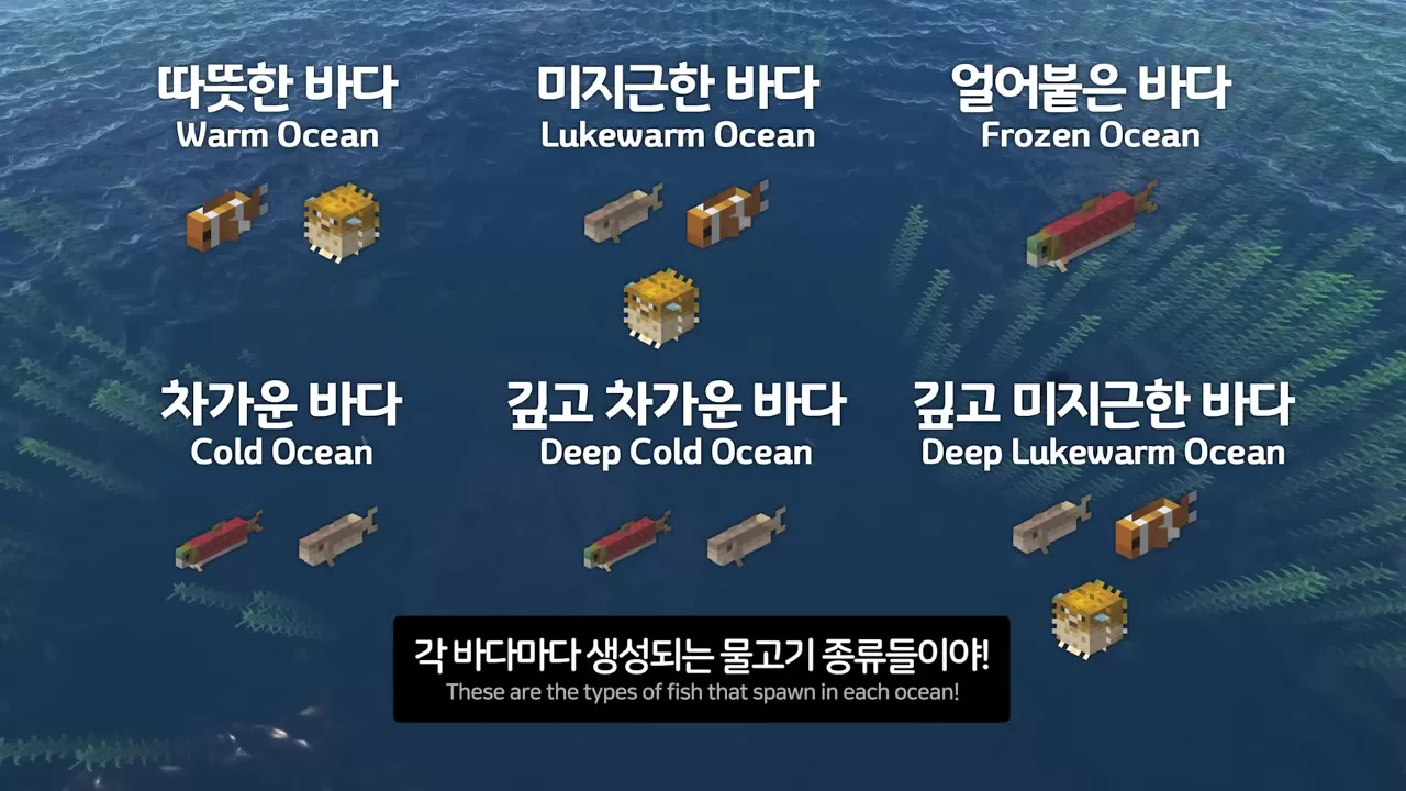 바다 종류별 스폰 어종 정리 화면