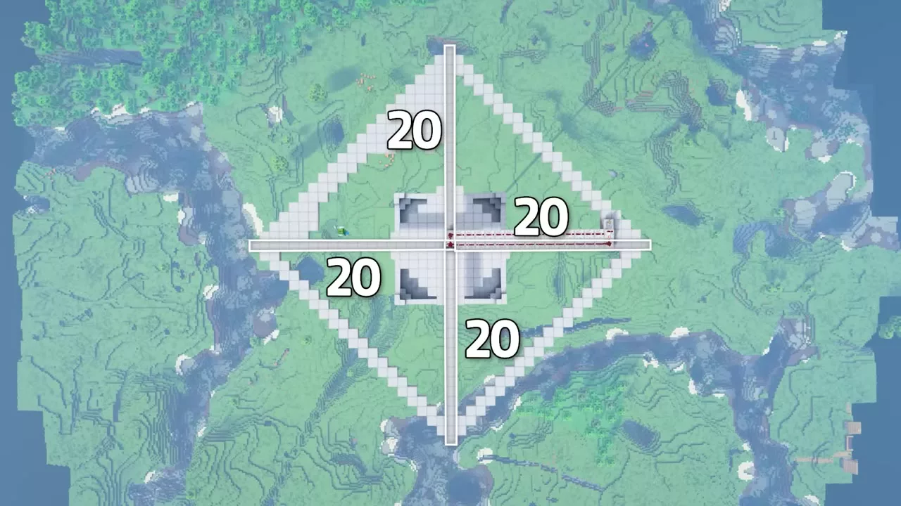 지붕의 20블록 치수 탑뷰
